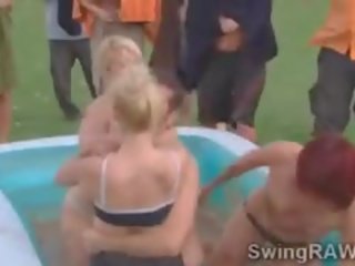 Marvelous Blonde And Brunette Babes Swap Couples At The Pool
