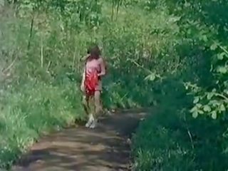 Teen lady masturbating in the nature