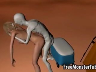 Busty 3D cutie Gets Licked And Fucked By An Alien