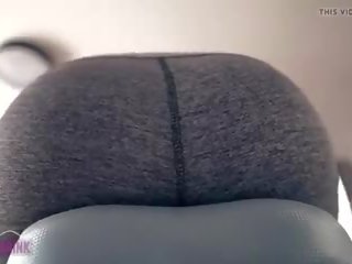 Orgasm on Exercise Bike in Yoga Pants Ass View Heart.