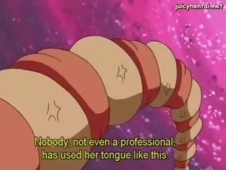 Anime deity doing blowjob and drinking sperm
