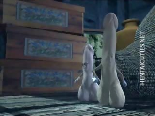 Penuh gairah 3d animasi pornografi gadis nakal menggosok sebuah besar tusukan