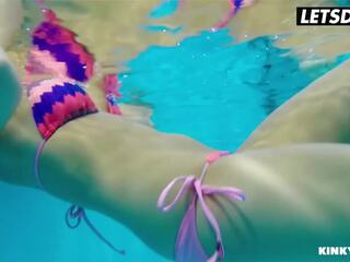 Naomi And Anny Get Kinky At The Pool Underwater Then Stud Joins For FFM Threesome - LETSDOEIT