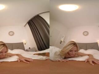 Bedroom dirty video with Skinny Blonde in VR