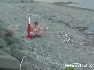 Гігантський дорога cone ебать на a публічний пляж