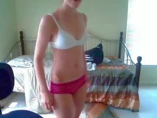 Young teen strips for her webcam film