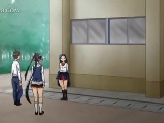 Teen anime hentai caught masturbating gets fucked hard