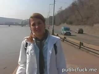 Goddess chick gets fucked in the streets of Czech Republic to get some money