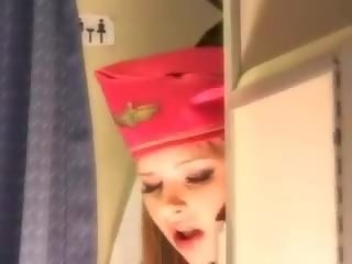 Fascinating stewardeza devine proaspăt sperma aboard