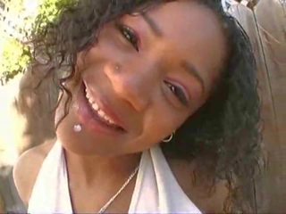 Beautiful ebony masturbates outdoor clip
