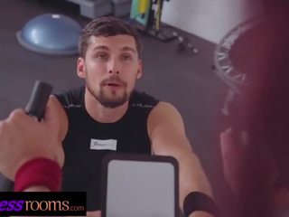 Fitness Rooms Big phallus personal trainer fucks sexy redhead on exercise bike