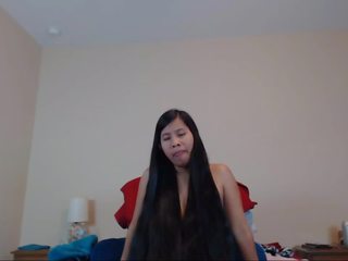 Cute Long Haired Asian Striptease and Hairplay: HD xxx film a9
